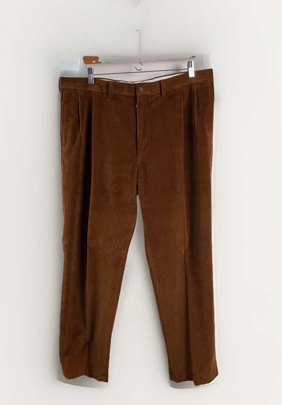 Lands' End Corduroy Pants Men's Traditional Fit 38x32 Pleated Front Brown